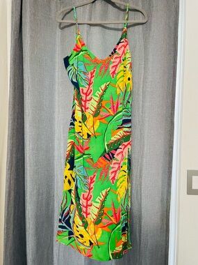 Olivacious Bright Multicolor Floral dress Green & Pink